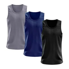 Kit 3 Regata Masculina Lisa Básica Dry Academia Treino Camisa Camiseta Blusa Esportiva Regatas