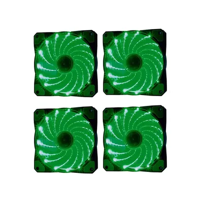 Kit Cooler FAN com 4 Unidades Mitsushiba, 120mm, LED, Para Gabinete, Verde