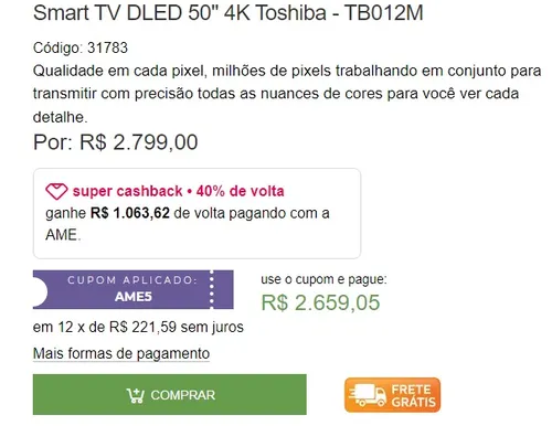 Imagem na descrição da promoção