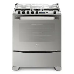 Fogão de Piso 5 Bocas cor Prata com Grill e Timer Digital Electrolux (76GSR) - bivolt 76GSR