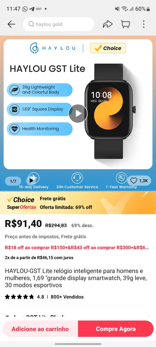 Imagem na descrição da promoção