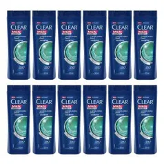 Kit com 12 Shampoo Anticaspa Clear Men Limpeza Diária 2 em 1 - 200ml