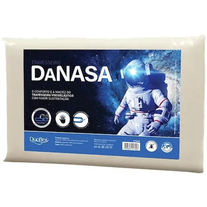 Travesseiro Duoflex Nasa Poliuretano Malha em Poliéster 36 x 56 cm - Bege