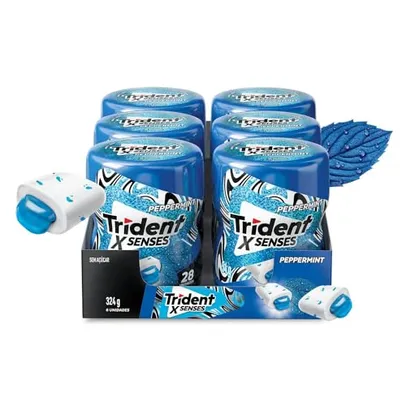 Chiclete Trident XSenses Peppermint Sem Açúcar Garrafa - Caixa com 6 unid. de 54g