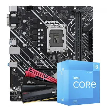 Kit Upgrade Intel Core i3 12100F + Placa Mãe H610 + 8GB DDR4