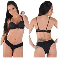 [Walmart] Conjunto Lingerie Bojo Drapeado em Microfibra e Renda