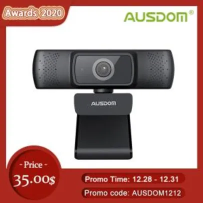 Webcam Ausdom AF640 Full HD com foco automático e microfone com cancelamento de ruído | R$193