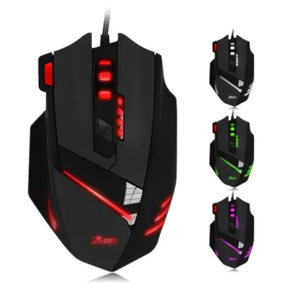 [Gearbest] Mouse Gamer 7200DPI ZELOTES T  -  7 Botões e Led 6 cores - R$27