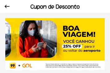 Cupom de 25% para o mês de agosto em viagens para ir ou voltar do Aeroporto