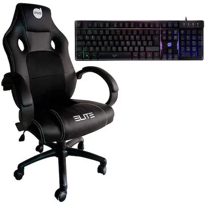 Cadeira Gamer Dazz Elite com Apoio de Braço + Teclado Gamer Dazz Rapid Fire Revolution USB