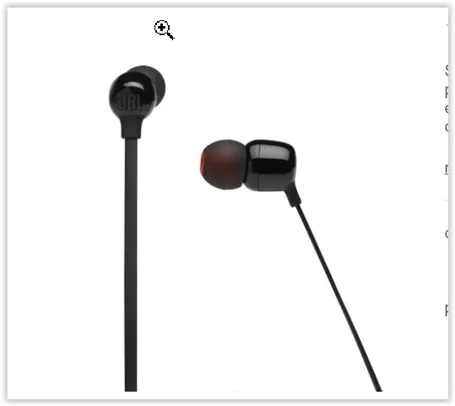 [APP] Fone de Ouvido Bluetooth JBL Tune 125BT com até 16 horas de bateria - Preto R$ 100
