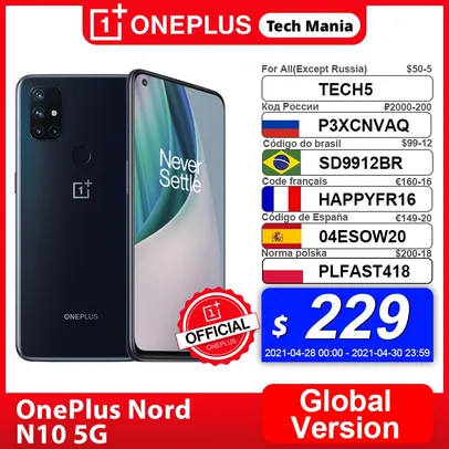 Smartphone Oneplus Nord N10 6GB 128GB | R$1.301