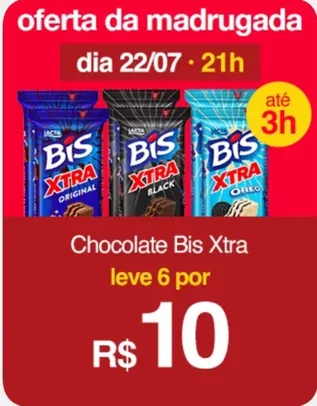 [6 unidades]Chocolate Bis Xtra ao Leite - 45g