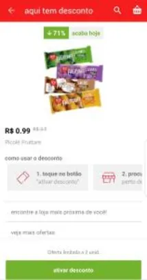 [Lojas Físicas Americanas] Picolé Fruttare por R$ 0,99