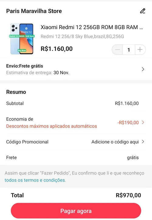 Imagem na descrição da promoção