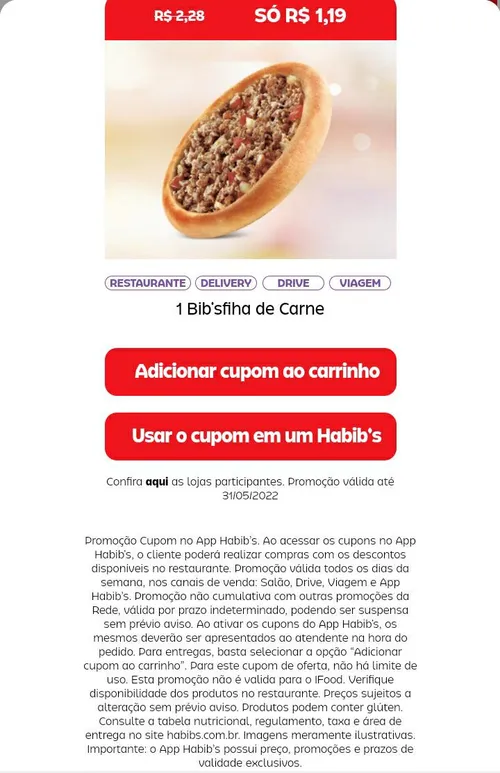 Imagem na descrição da promoção