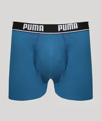 Cueca Masculina Boxer com Elástico Estampado Puma Azul