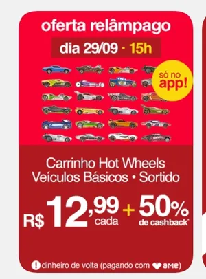 (APP/AME R$ 6,50) Carrinho Hot Wheels - Veículos Básicos (Sortido)