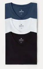 Kit Com 3 Camisetas Masculinas Básicas Slim Gola V