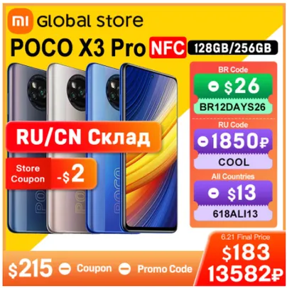 Poco x3 pro versão global 8g 256gb nfc smartphone snapdragon 860 | R$1129