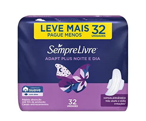 [PRIME / REC ]Absorvente Externo Adapt Plus Noite Dia com Abas, Sempre Livre -32 Unidades