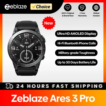 Zeblaze Ares 3 Pro Smartwatch Ultra HD, Display AMOLED, Chamadas por Voz, etc 