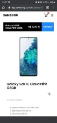 Smartphone Samsung Galaxy S20 FE 128Gb + Bateria Externa 10.000mAh + Carregador Rápido Slim sem Fio R$2249