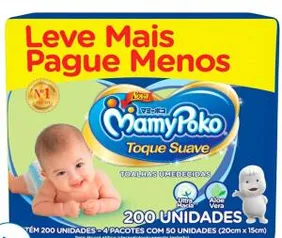 [C.Ouro] Toalha Umedecida MamyPoko Toque Suave - 200 Unid | 5 pacotes | R$18 cada