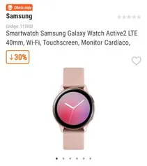 Galaxy Watch Active 2 LTE Dourado | R$1249