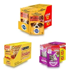 Packs de Ração Úmida para Gatos e Cães