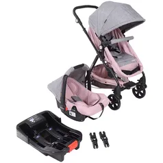 Carrinho de Bebê Cosco Travel System Trio Poppy – Rosa Mescla