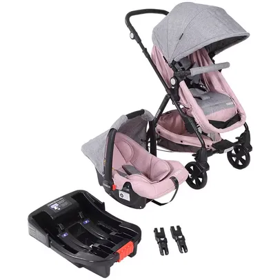 Carrinho de Bebê Cosco Travel System Trio Poppy – Rosa Mescla