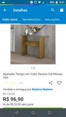 Aparador Tampo em Vidro Ravena Cel Móveis Ypê por R$ 97