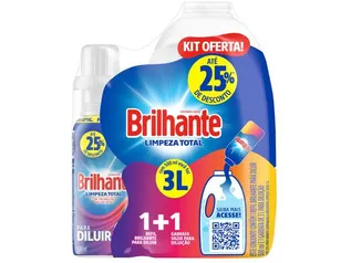 (Ouro + 3/2 Só App) Kit Sabão Líquido Concentrado com Garrafa - Brilhante Limpeza Total 500ml | R$9,86