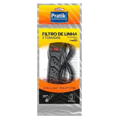 Filtro De Linha Pratik 3 Tomadas 3x0,75mm 1m 10A Preto