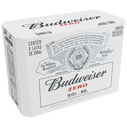 Cerveja Budweiser Zero Álcool Lata Sleek 350ml - 8 Unidades