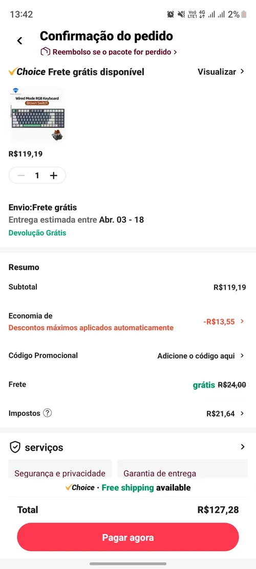 Imagem na descrição da promoção