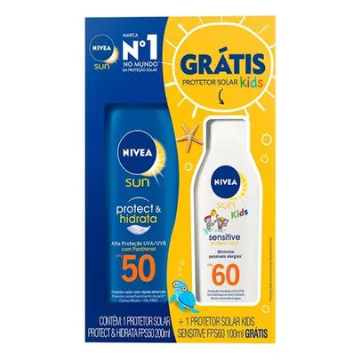 4 Kits de Protetor Solar Corporal Nivea Protect & Hidrata FPS50 200ml + Sensitive Kids FPS60 