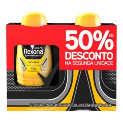 Kit Desodorante Roll On Rexona Men V8 50ml 2 Unidades | R$ 4,50 a unidade