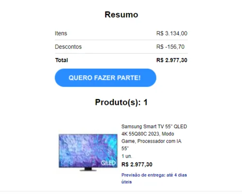 Imagem na descrição da promoção