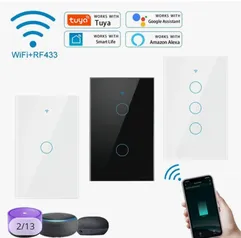 Interruptor de Luz Inteligente Aubess Wi-Fi, Tuya Touch, Compatível com Alexa Google Home