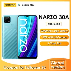 Smartphone Realme Narzo 30A 4GB 64GB 6000mAh Global | R$655