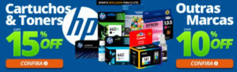 Cartuchos e toners HP com 15% de desconto, e outras marcas com -10% e frete GRATIS para todo o Brasil