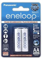 [PRIME] Pilha Recarregável Eneloop AA (Pequena), Panasonic, Cartela com 2 unidades R$48