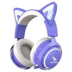 SOMiC GS510 Cat Ear Gaming Headset Purple 3 Version with Microphone Virtual 7.1 Sound Game/Live/Video 3 Mode for PS5/4 Computer Gamer