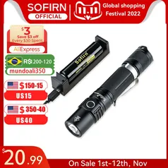 Lâmpada de LED Sofirn Sp31 V2.0 Powerful Tactical Led Flashlight 18650 Cree Xpl Hi 1200lm 