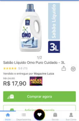 Sabão Líquido Omo Puro Cuidado - R$18