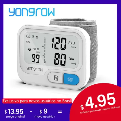 [Novos usuários] Medidor de Pressão Arterial de Pulso Yongrow | R$28