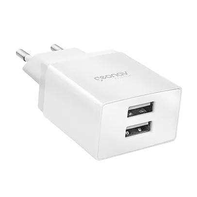 Carregador de Parede Geonav Universal 2.1A, 2 portas USB, 10W, Bivolt, ESACW2, Branco