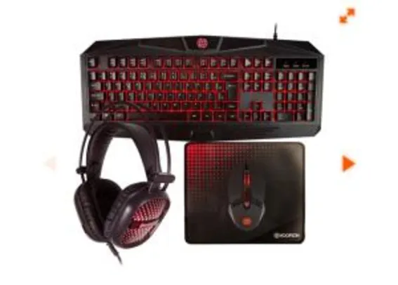 Combo Gamer Hoopson 4 em 1, Teclado, Mouse, Headset e Mousepad, Vermelho, TPC-050R